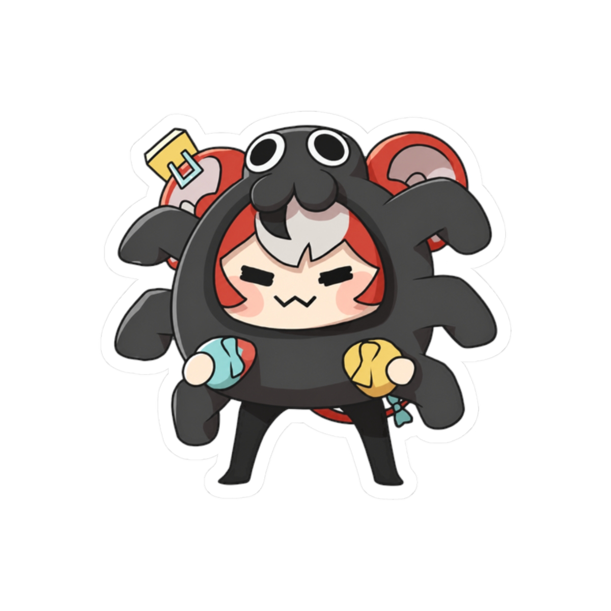 Hakos Baelz Chibi Chaos Girl Sticker | Cute Hololive VTuber Vinyl Decal - alternate angle 3, merchandise