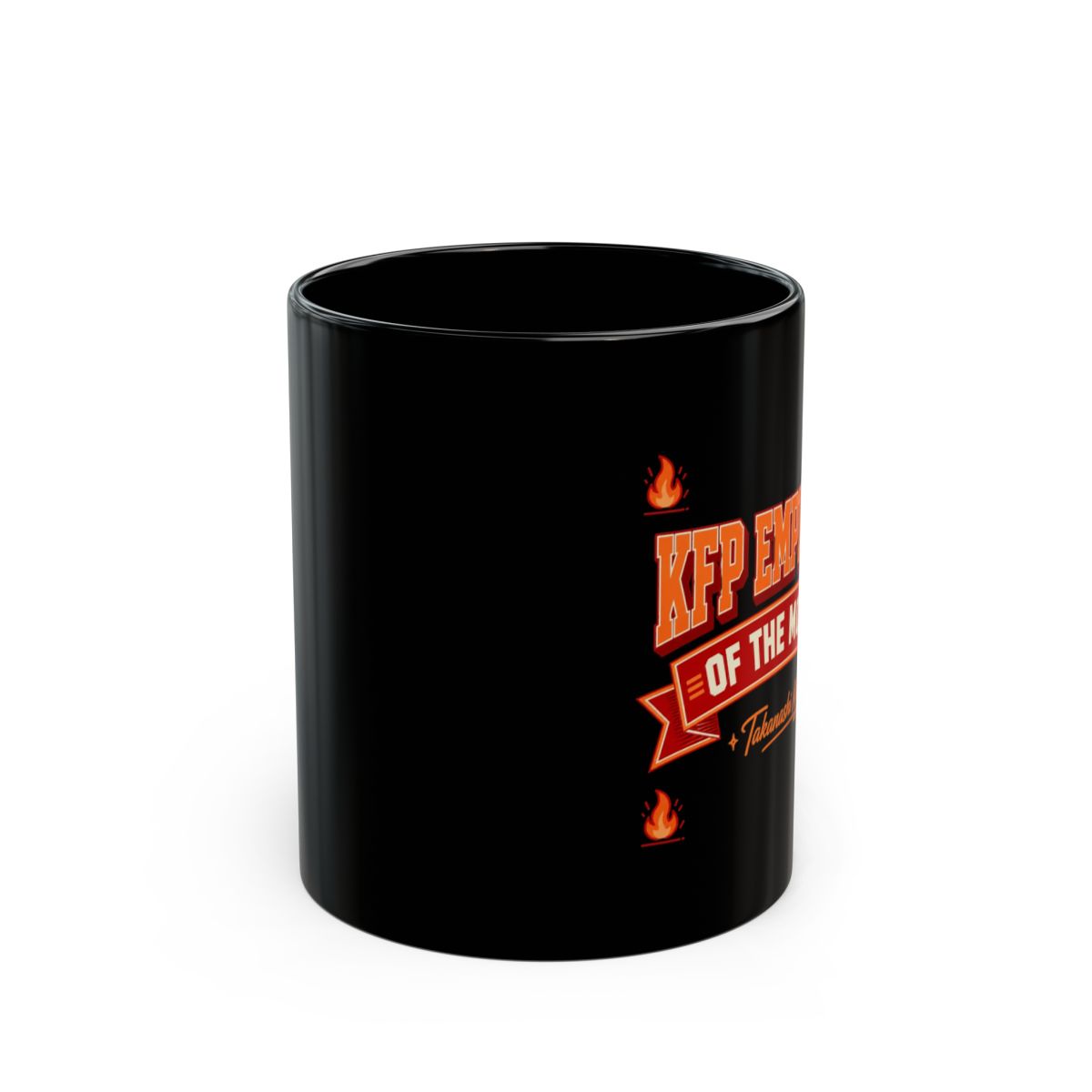 Hololive EN "KFP Employee of the Month" Black Mug - alternate angle 2, merchandise