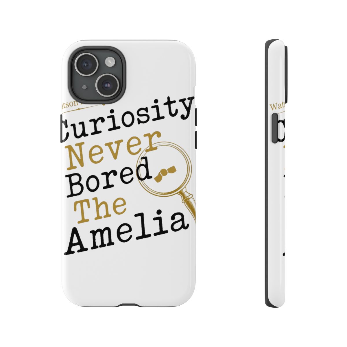 Hololive EN "Curiosity Never Bored The Amelia" Phone Case - alternate angle 1, merchandise