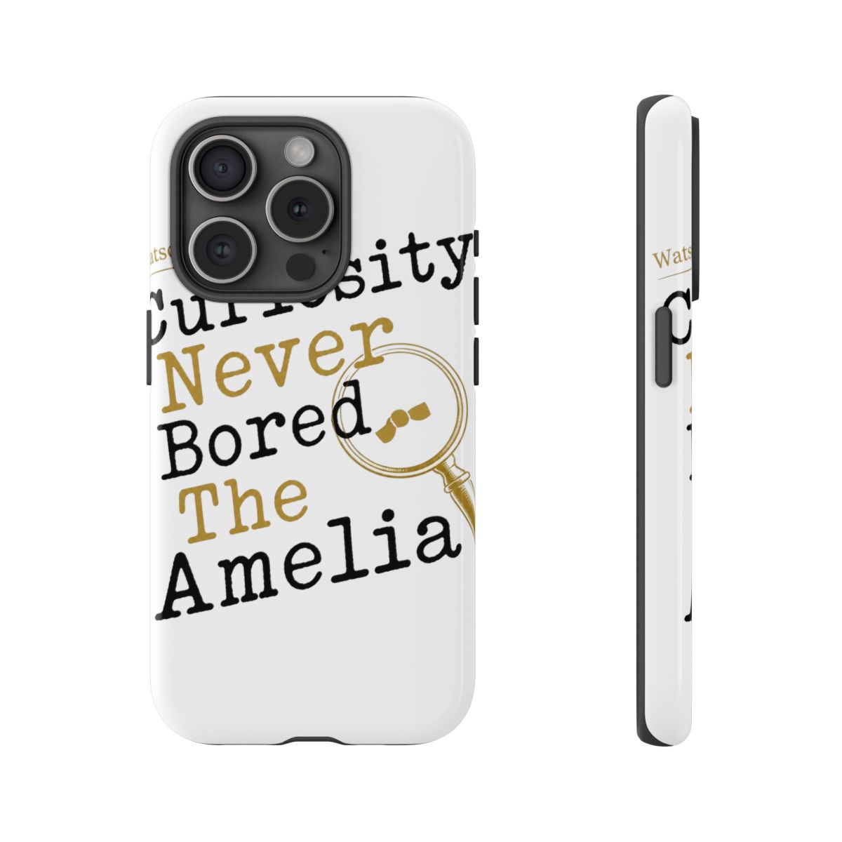 Hololive EN "Curiosity Never Bored The Amelia" Phone Case - alternate angle 4, merchandise