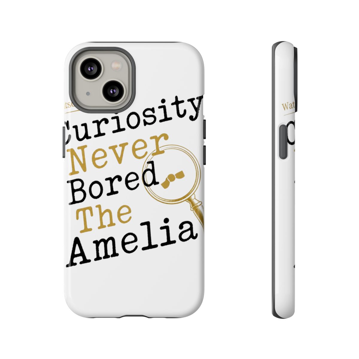Hololive EN "Curiosity Never Bored The Amelia" Phone Case - alternate angle 3, merchandise