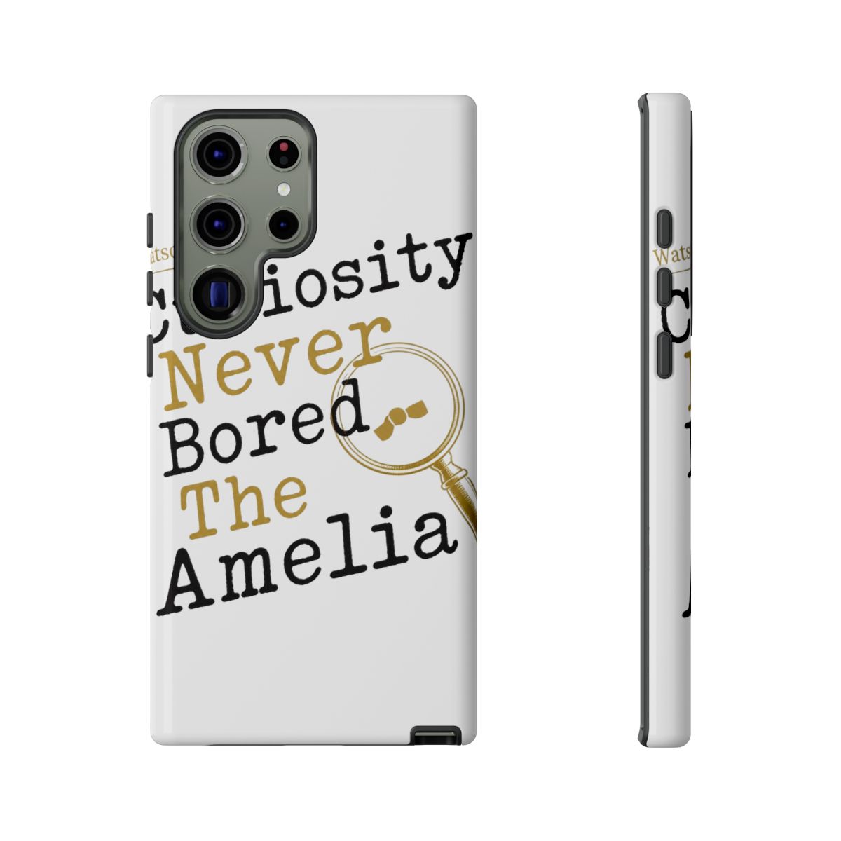 Hololive EN "Curiosity Never Bored The Amelia" Phone Case - alternate angle 3, merchandise