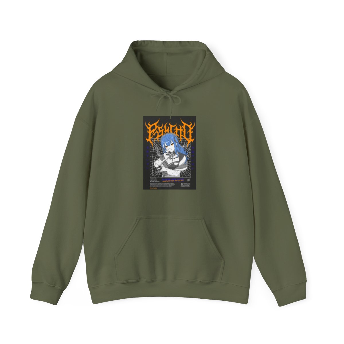 Hololive Psycho Black & Orange Artist Design Hoodie - alternate angle 2, merchandise