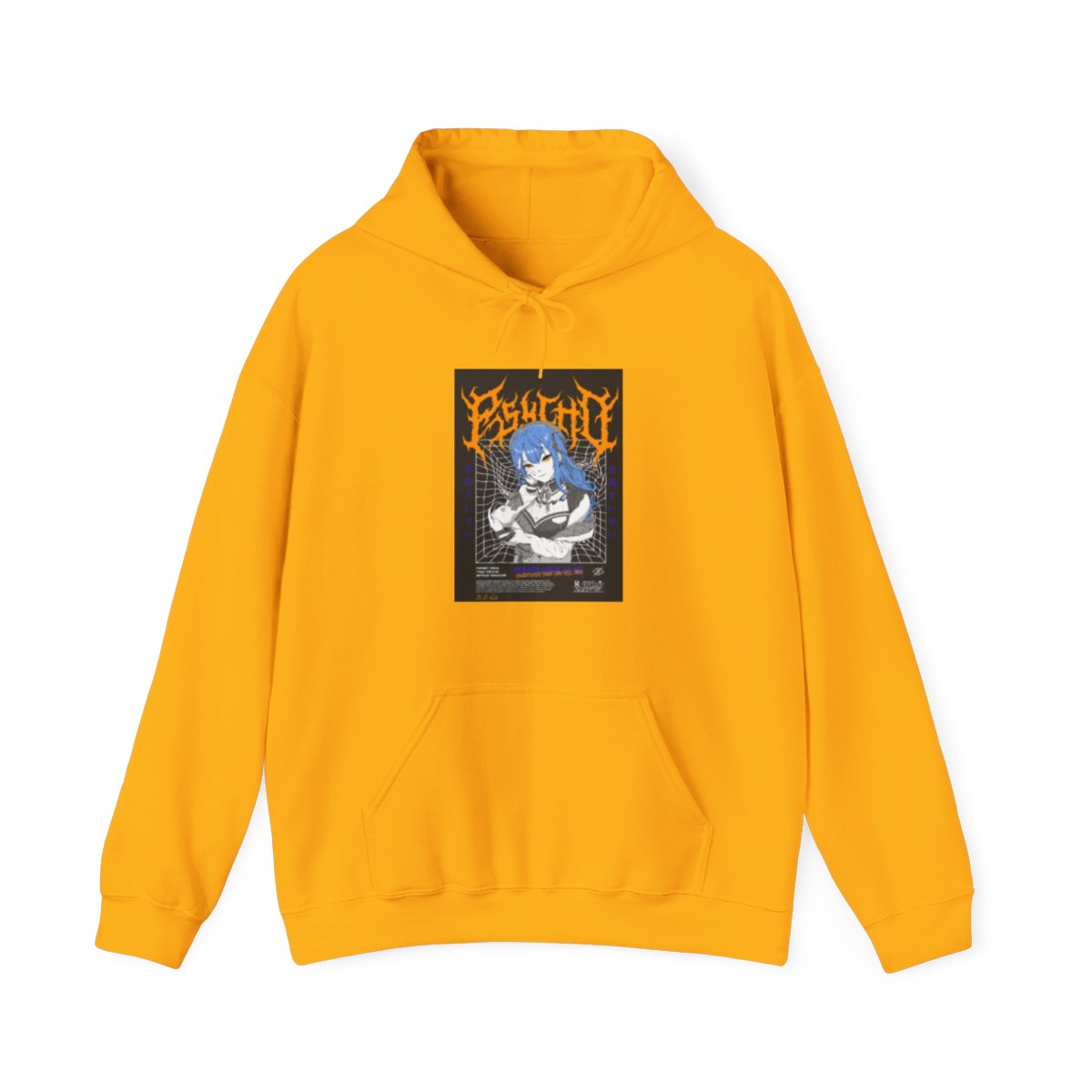 Hololive Psycho Black & Orange Artist Design Hoodie - alternate angle 3, merchandise