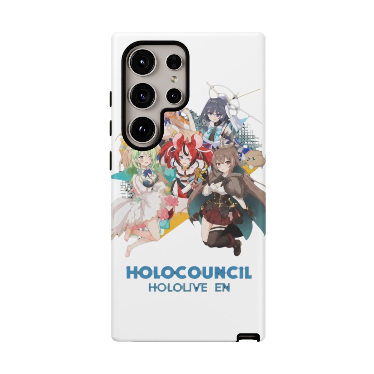Hololive EN - All Hololive Council (Hakos Baelz, Nanashi Mumei, Tsukumo Sana, Ceres Fauna, Ouro Kronii) Phone Case - alternate angle 2, merchandise