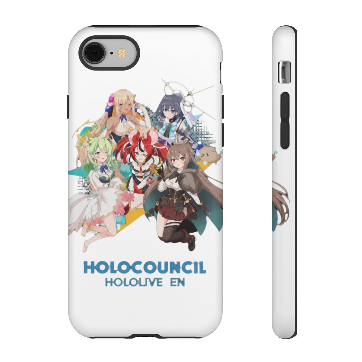 Hololive EN - All Hololive Council (Hakos Baelz, Nanashi Mumei, Tsukumo Sana, Ceres Fauna, Ouro Kronii) Phone Case - alternate angle 1, merchandise