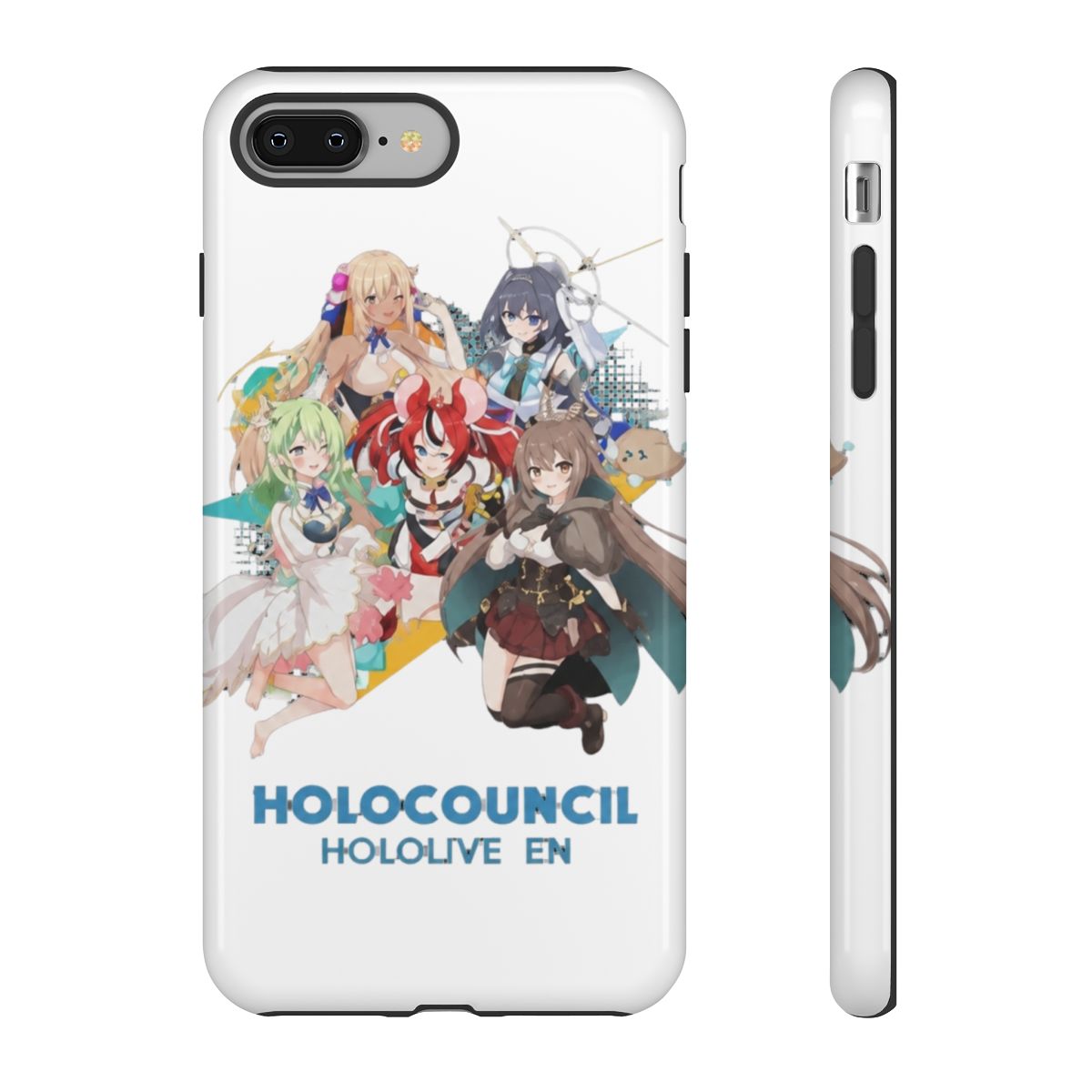 Hololive EN - All Hololive Council (Hakos Baelz, Nanashi Mumei, Tsukumo Sana, Ceres Fauna, Ouro Kronii) Phone Case - alternate angle 1, merchandise
