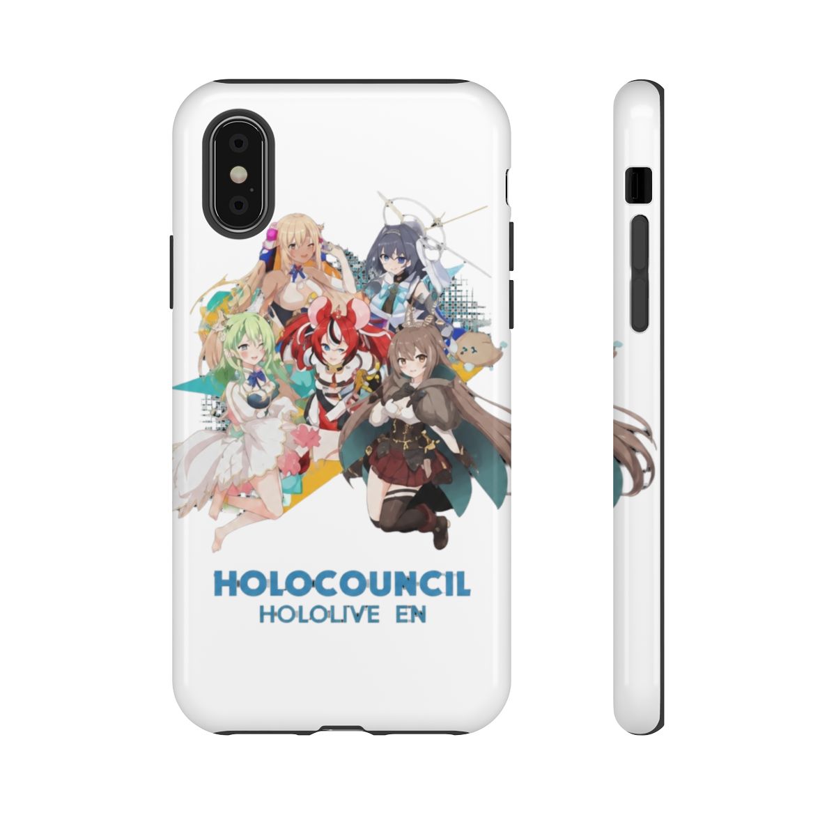 Hololive EN - All Hololive Council (Hakos Baelz, Nanashi Mumei, Tsukumo Sana, Ceres Fauna, Ouro Kronii) Phone Case - alternate angle 3, merchandise