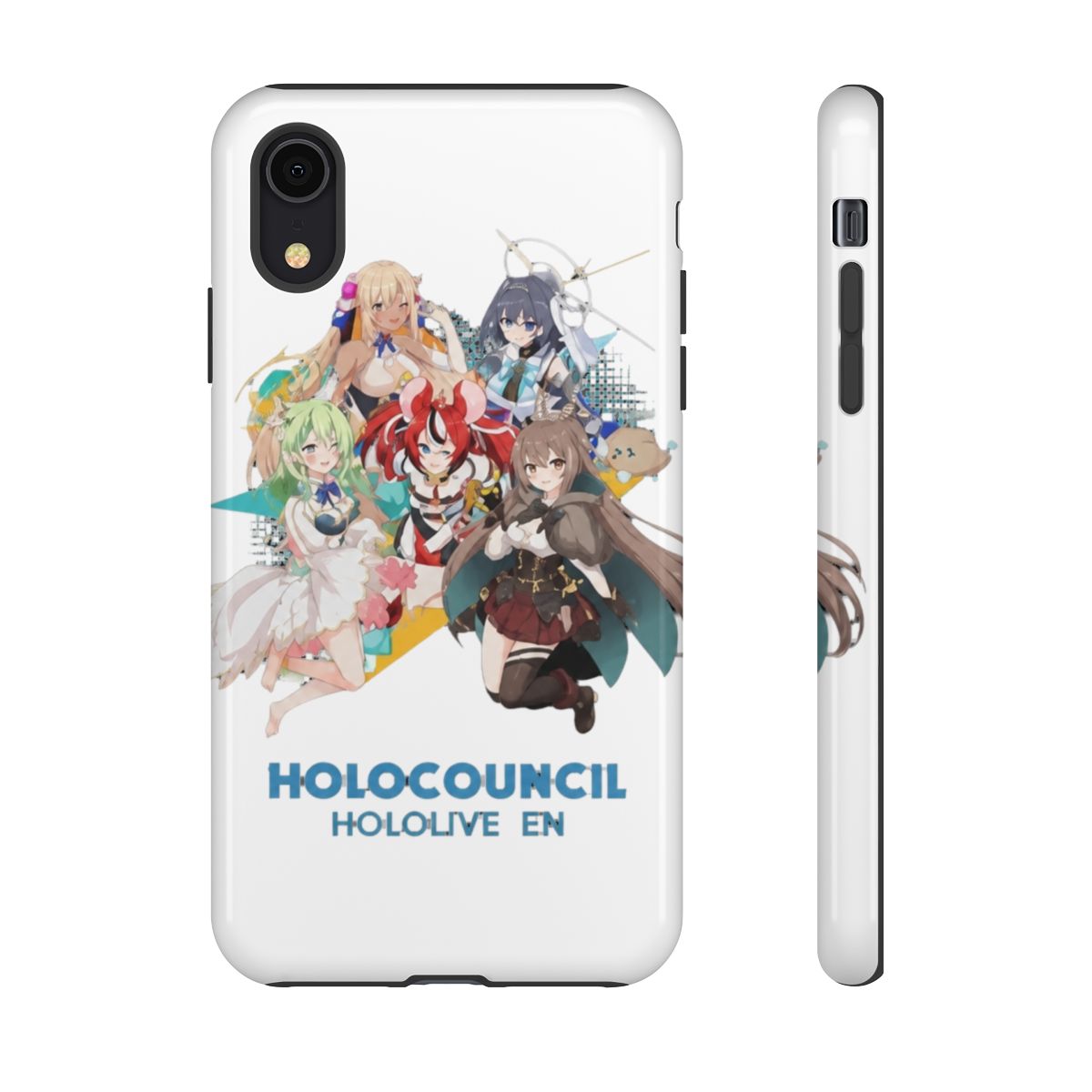 Hololive EN - All Hololive Council (Hakos Baelz, Nanashi Mumei, Tsukumo Sana, Ceres Fauna, Ouro Kronii) Phone Case - alternate angle 4, merchandise
