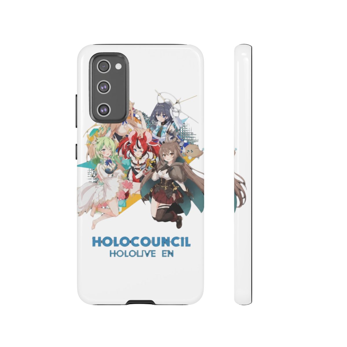 Hololive EN - All Hololive Council (Hakos Baelz, Nanashi Mumei, Tsukumo Sana, Ceres Fauna, Ouro Kronii) Phone Case - alternate angle 3, merchandise