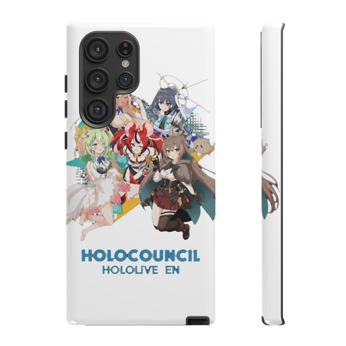 Hololive EN - All Hololive Council (Hakos Baelz, Nanashi Mumei, Tsukumo Sana, Ceres Fauna, Ouro Kronii) Phone Case - alternate angle 4, merchandise